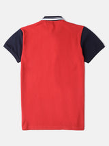 Mens Red Casual Regular Fit Solid Half Sleeves Tshirt
