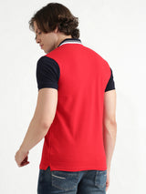 Mens Red Casual Regular Fit Solid Half Sleeves Tshirt