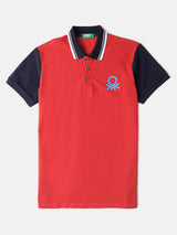 Mens Red Casual Regular Fit Solid Half Sleeves Tshirt