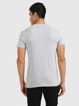Mens Grey Casual Slim Fit Solid Half Sleeves Tshirt