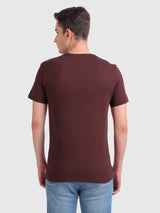 Mens Red Casual Slim Fit Solid Half Sleeves Tshirt