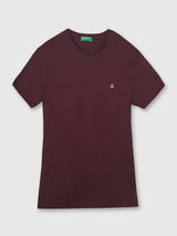 Mens Red Casual Slim Fit Solid Half Sleeves Tshirt