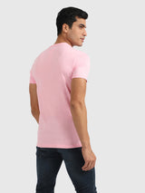 Mens Pink Casual Slim Fit Solid Half Sleeves Tshirt