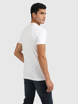 Mens White Casual Slim Fit Solid Half Sleeves Tshirt