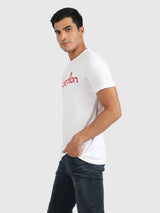 Mens White Casual Slim Fit Solid Half Sleeves Tshirt