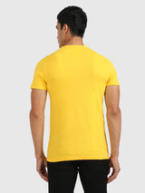 Mens Yellow Casual Slim Fit Solid Half Sleeves Tshirt