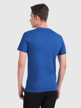 Mens Blue Casual Slim Fit Solid Half Sleeves Tshirt