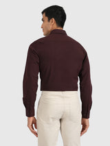Mens Maroon Casual Slim Fit Solid Full Sleeves Shirt