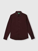 Mens Maroon Casual Slim Fit Solid Full Sleeves Shirt