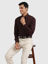 Mens Maroon Casual Slim Fit Solid Full Sleeves Shirt