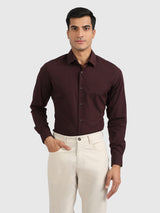 Mens Maroon Casual Slim Fit Solid Full Sleeves Shirt