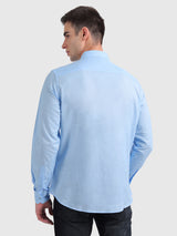 Mens Blue Casual Slim Fit Solid Full Sleeves Shirt