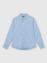 Mens Blue Casual Slim Fit Solid Full Sleeves Shirt