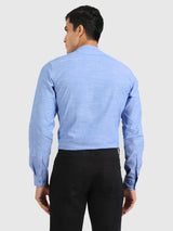 Mens Blue Casual Slim Fit Solid Full Sleeves Shirt