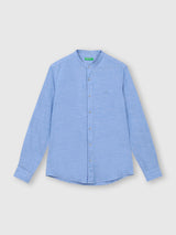 Mens Blue Casual Slim Fit Solid Full Sleeves Shirt