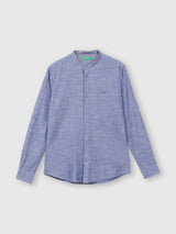 Mens Blue Casual Slim Fit Solid Full Sleeves Shirt
