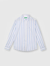 Mens Blue Casual Slim Fit Striped Full Sleeves Shirt
