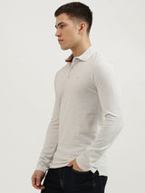 Mens Grey Casual Slim Fit Solid Full Sleeves Tshirt