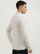 Mens Grey Casual Slim Fit Solid Full Sleeves Tshirt