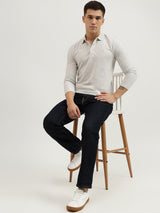Mens Grey Casual Slim Fit Solid Full Sleeves Tshirt