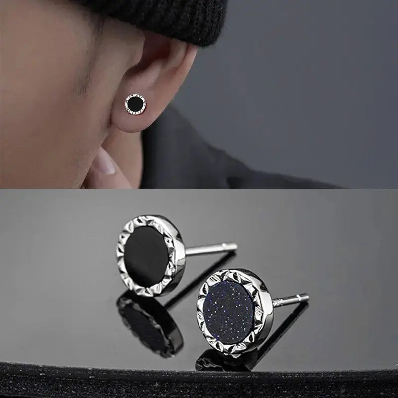 Men's Black Beaten Studs