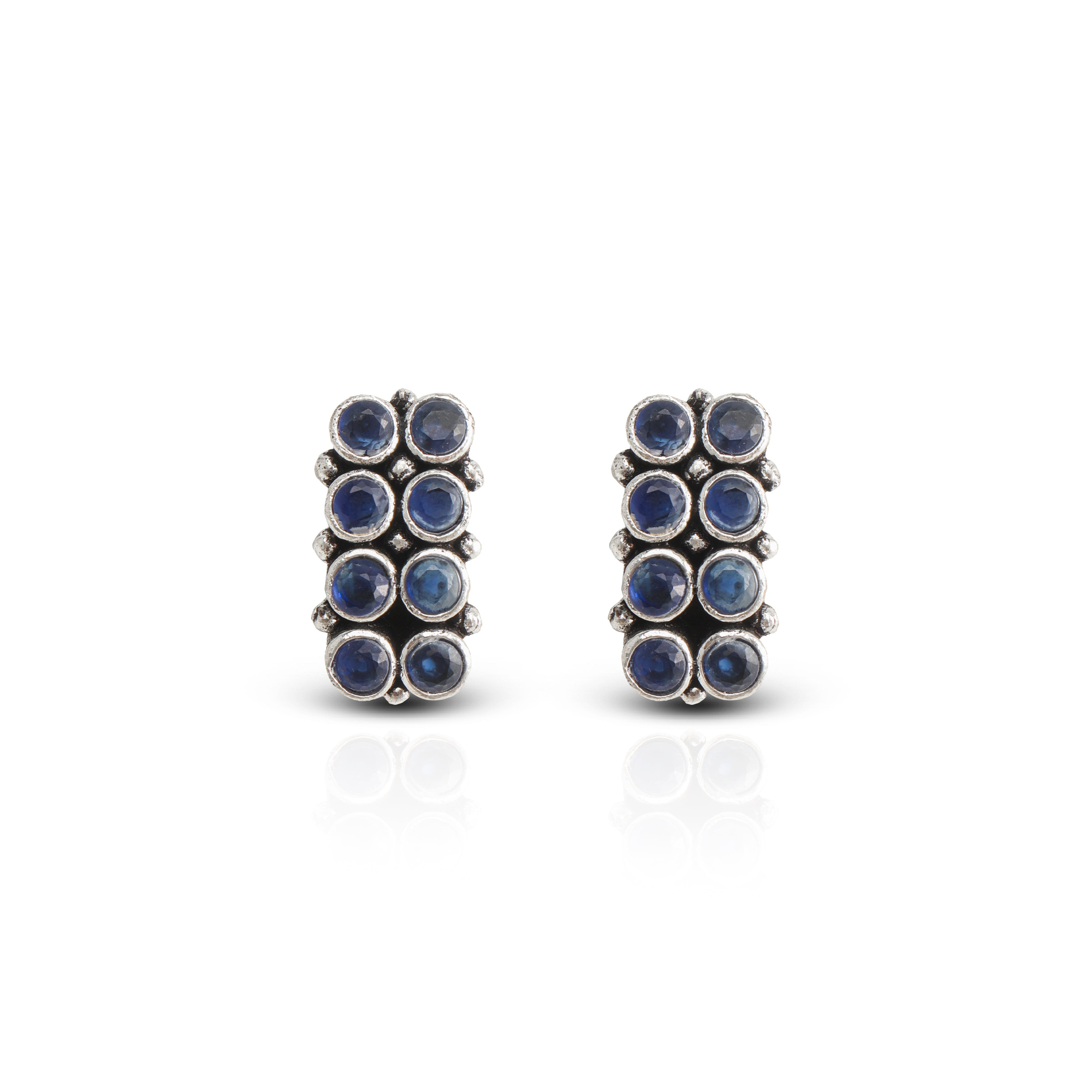 Women's Blue Polki Stud Earrings