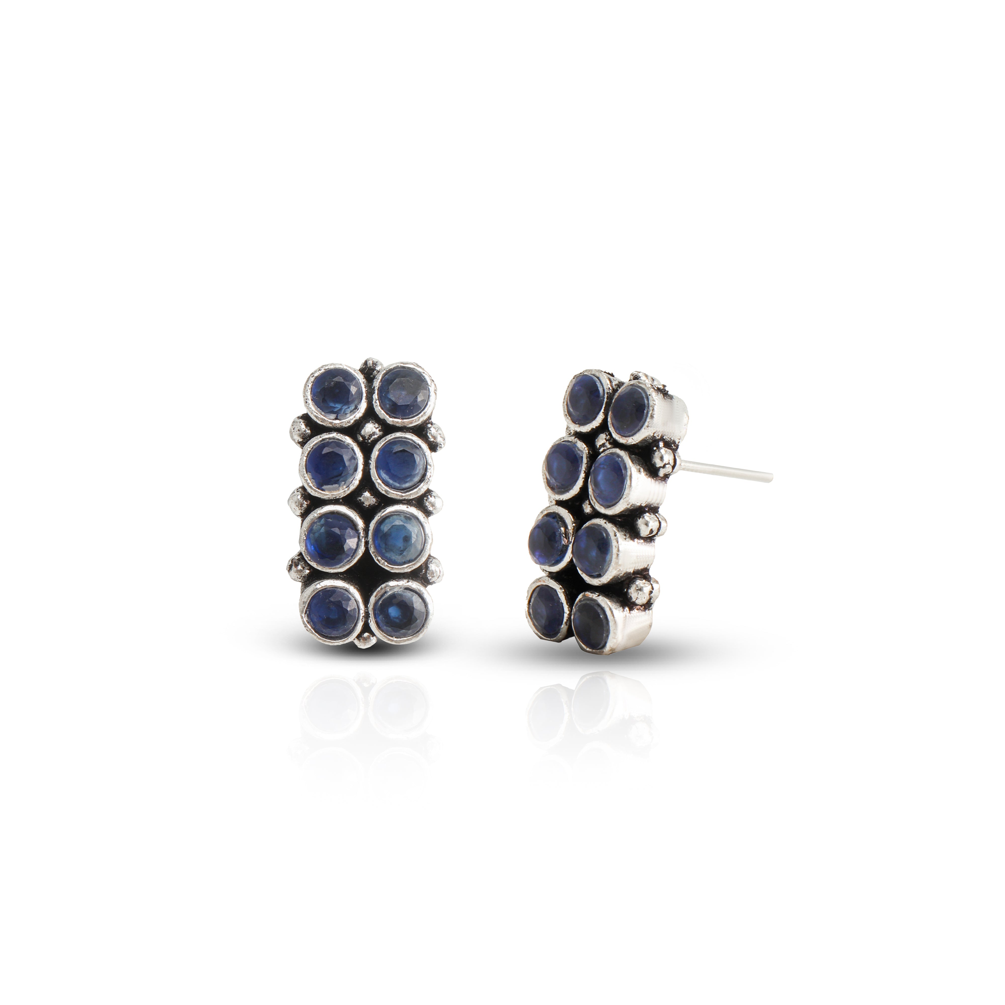 Women's Blue Polki Stud Earrings