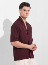 Men's Maroon Casual Solid Half Sleeves Shirt
