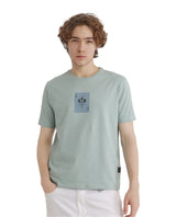 Men's Blue Casual Regular Fit Printed Half Sleeves Tshirt