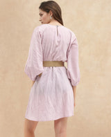 Women's Callahan Pastel Purple Rayon Nylon Fabric Regular Sleeves Round Neck Solid Regular Length Dress