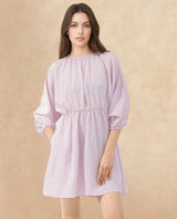 Women's Callahan Pastel Purple Rayon Nylon Fabric Regular Sleeves Round Neck Solid Regular Length Dress