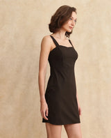 Women's Brown Work Sleeveless Dress