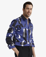 Men's Blue Casual Regular Fit Printed Full Sleeves Shirt