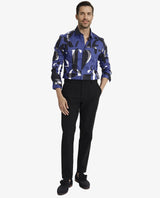 Men's Blue Casual Regular Fit Printed Full Sleeves Shirt