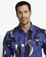 Men's Blue Casual Regular Fit Printed Full Sleeves Shirt