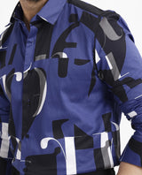 Men's Blue Casual Regular Fit Printed Full Sleeves Shirt