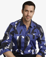 Men's Blue Casual Regular Fit Printed Full Sleeves Shirt