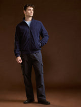 Men's Blue Casual Straight Fit Solid Cargo