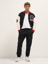 Men's Black Cotton Relaxed Fit Cargo Pants with Elastic Waist and Utility Pockets