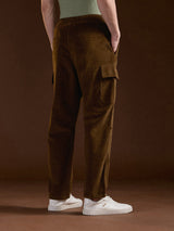 Men's Brown Casual Regular Fit Solid Cargo
