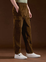 Men's Brown Casual Regular Fit Solid Cargo