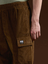 Men's Brown Casual Regular Fit Solid Cargo