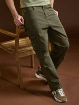 Men's Casual Straight Fit Solid Trouser