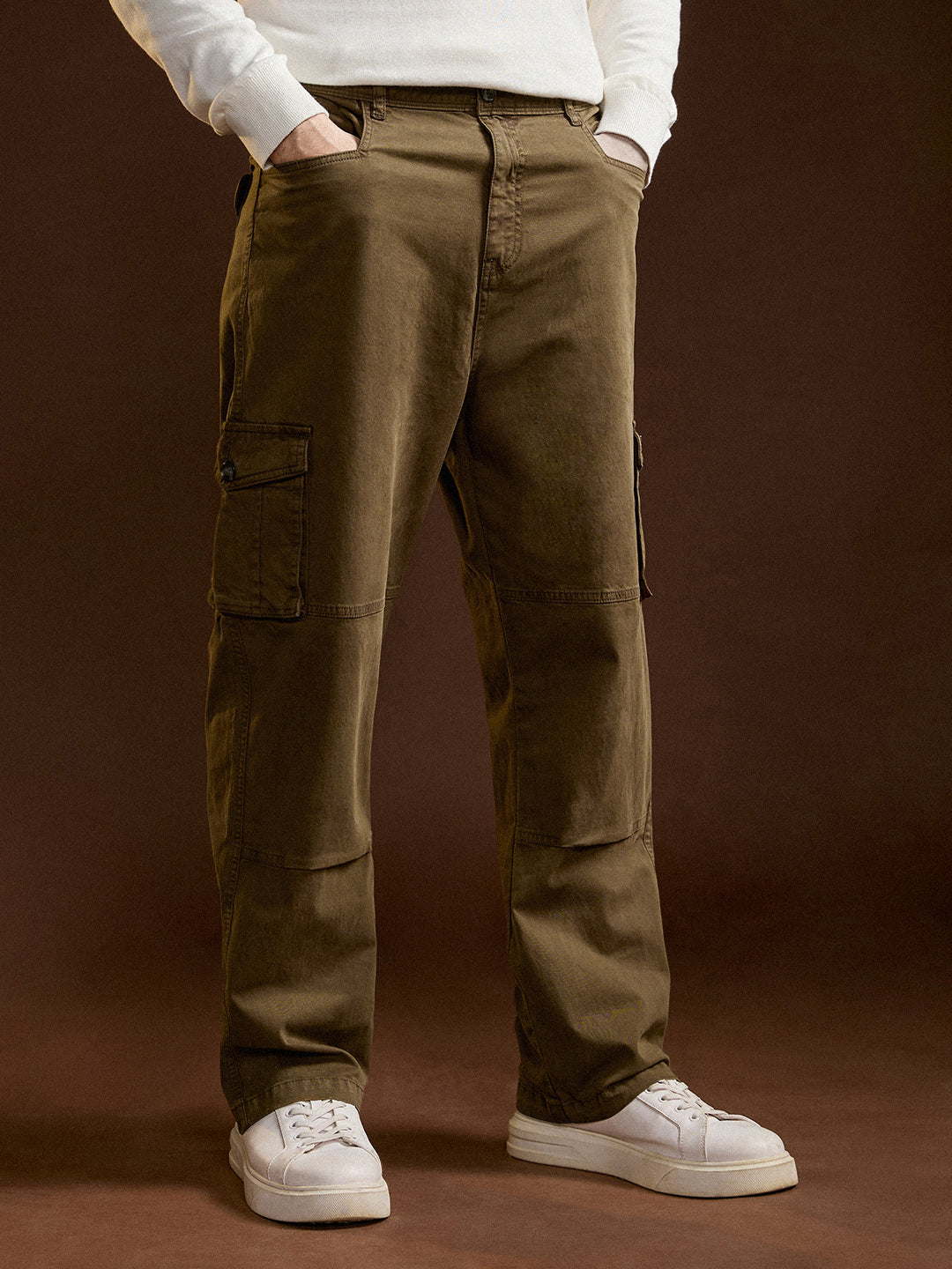 Men's Casual Straight Fit Solid Trouser