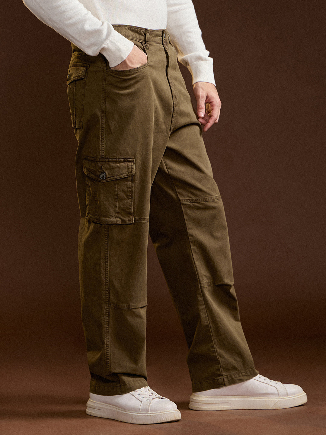 Men's Casual Straight Fit Solid Trouser