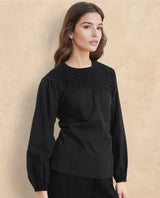 Women's Black Casual Full Sleeves Top