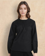 Women's Black Casual Full Sleeves Top