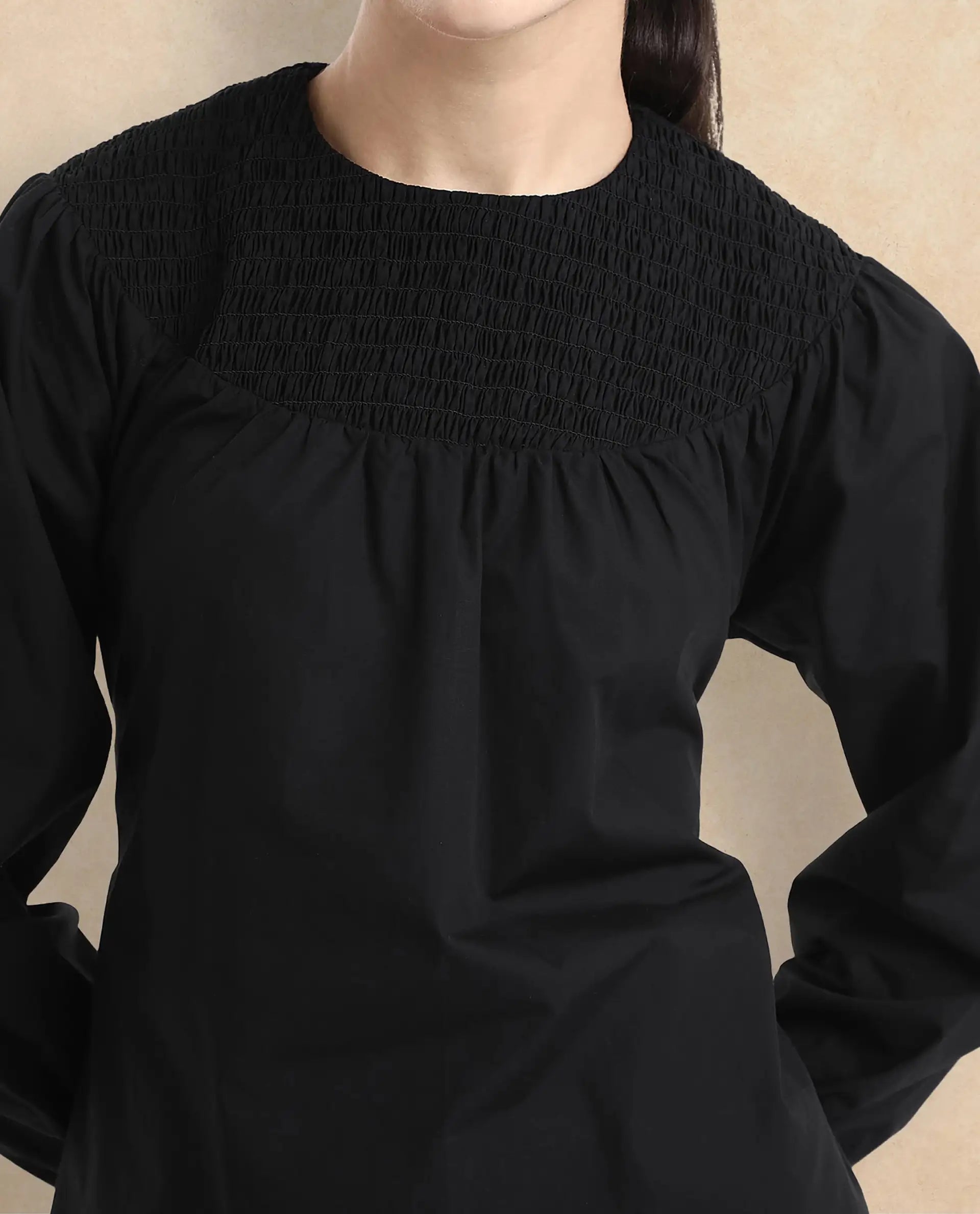 Women's Black Casual Full Sleeves Top