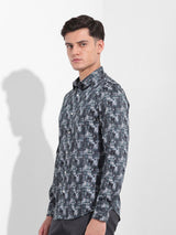 Men's Black Casual Printed Full Sleeves Shirt