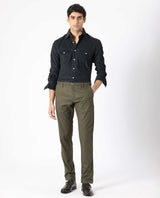 Men's Green Casual Regular Fit Solid Trouser